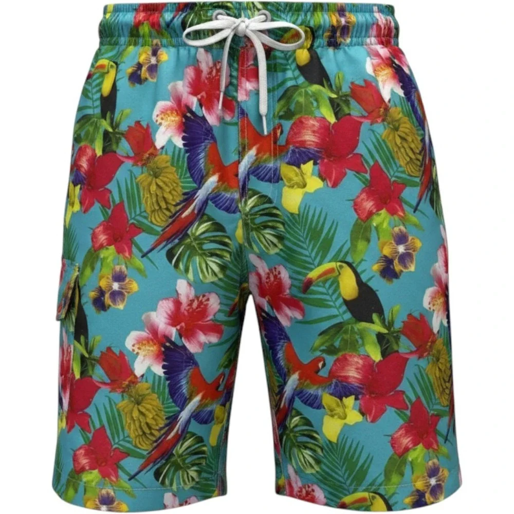 RS Surf Swim Trunks Small Tropical Toucan Floral Board Shorts‎ Men's